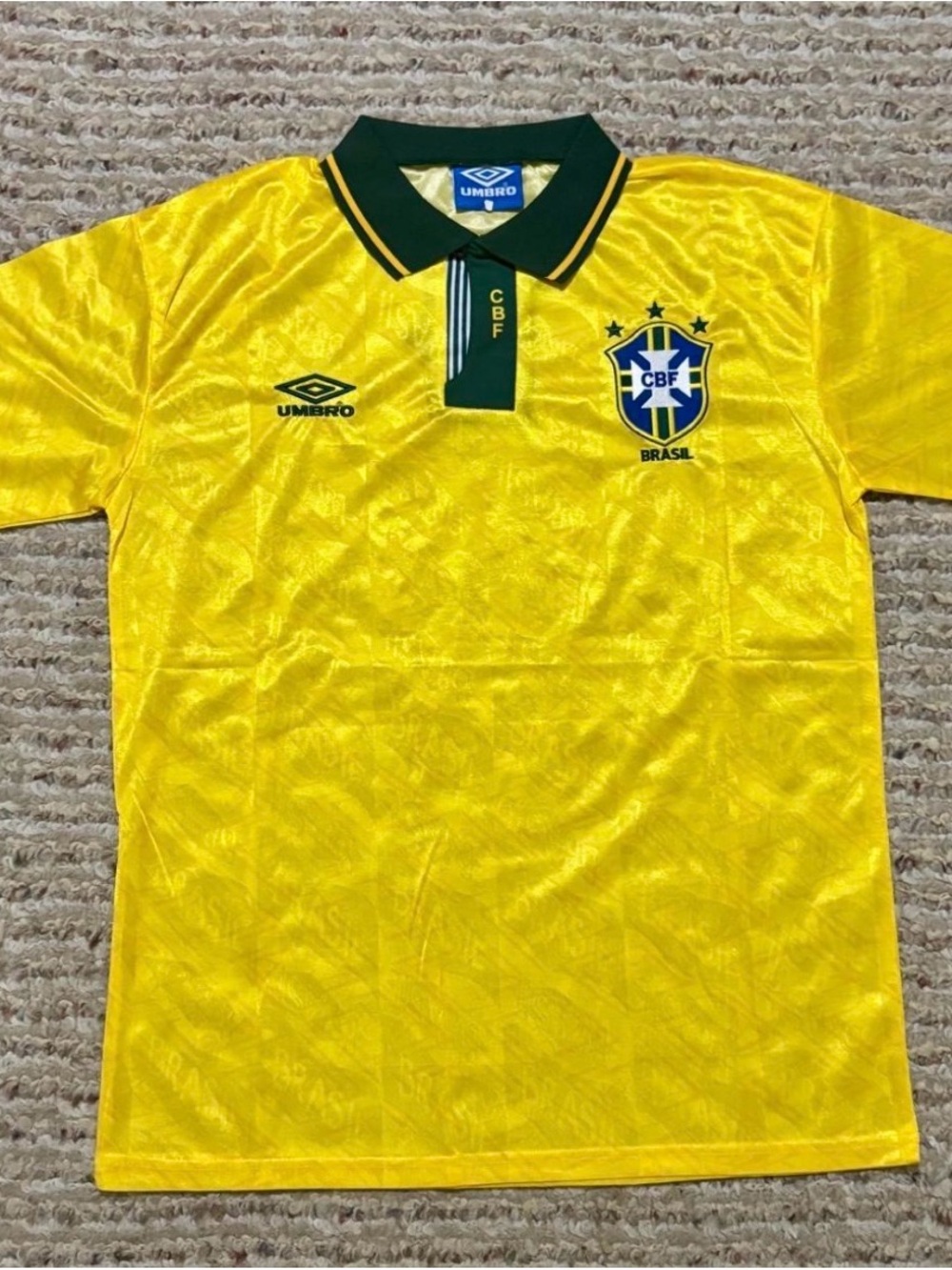 Umbro 98 Yellow Brazil Soccer Jersey with Green Trim